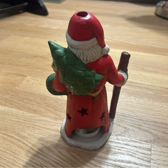 Vintage Ceramic Santa Claus Candle Stick Holder Red Green - Picture 3 of 8